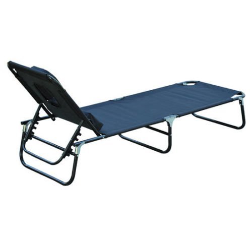 Espreguiçadeira reclinável e dobrável com almofada de leitura ou massagem - Cor Preto – aço - 190x56x28 cm