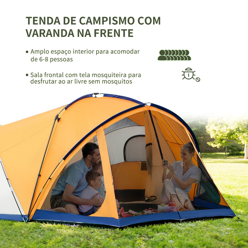 Tenda Campismo Outsunny Poliéster, PE e Fibra de Vidro Cinza Escuro,  Vermelho e Preto 426x206x154 cm A20-173CG