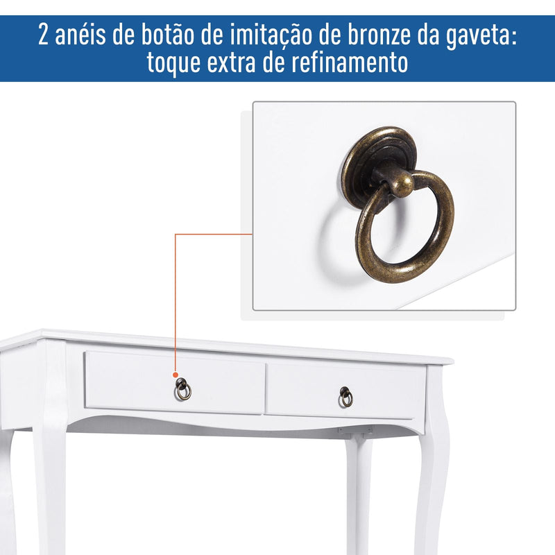 Mesa Consola tipo Aparador Móvel de Entrada com Gavetas e Estante 100x33x76cm Branco