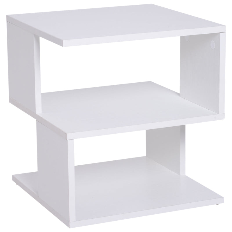 Mesa de Cabeceira Mesa de Café Auxiliar 2 Níveis 40x40x43 cm Branco