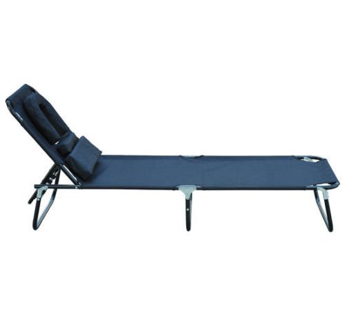 Espreguiçadeira reclinável e dobrável com almofada de leitura ou massagem - Cor Preto – aço - 190x56x28 cm
