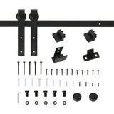 Ferragens para Porta Corredeira 200cm Kit de Acessórios para Porta Corredeira de Madeira com 2 Trilhos de Aço Carga Máxima 40kg Preto