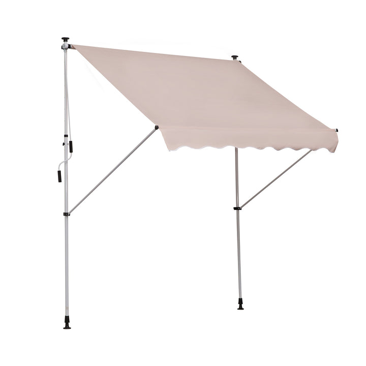 Toldo manual retrátil 200x150x170-280 cm com manivela para terraço varanda jardim pátio bege