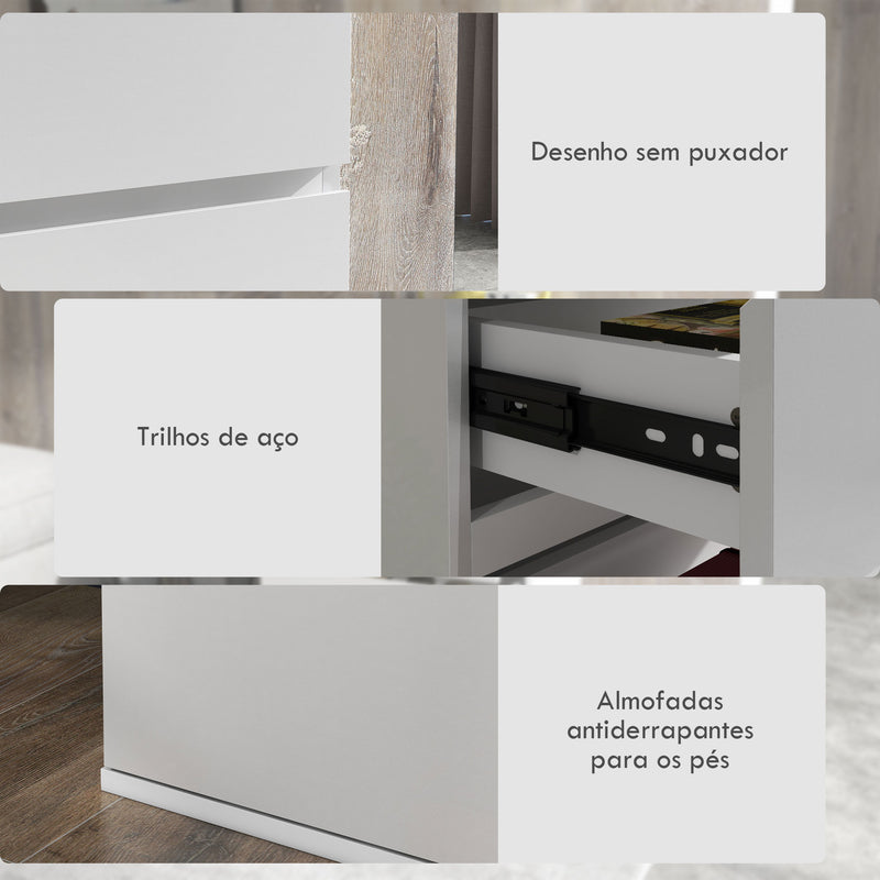 Cómoda com 5 Gavetas de Madeira Cómoda de Dormitório Cómoda Branca para Sala de Estar Estilo Moderno 53x33x100 cm Branco