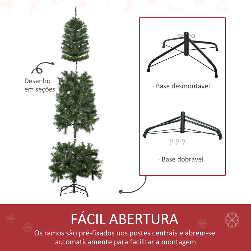 Árvore de Natal Artificial 180cm Ignífugo com 493 Ramos Folhas de PVC Base Dobrável e Suporte Metálico Decoração de Natal para Interiores Verde