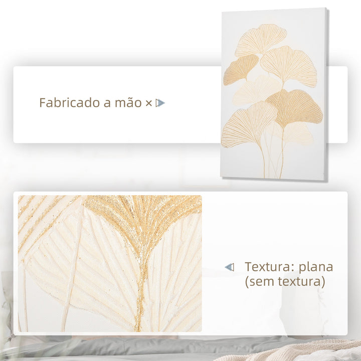Pintura em Tela Folhas de Ginkgo Biloba 90x60cm Impressão Artística para Decoração de Parede na Sala de Estar Quarto de Escritório