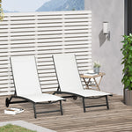 Conjunto de 2 Espreguiçadeiras Reclináveis de Jardim Espreguiçadeiras de Alumínio para Exterior com Encosto Ajustável em 5 Níveis e Rodas para Praia Piscina 165x66x102cm Bege