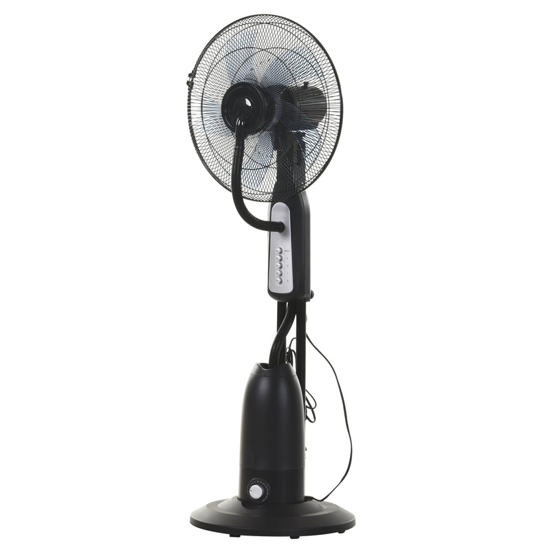 Ventilador de pé com nebulizador de água oscilante e silencioso com 3 velocidades potência 90W Tanque 2,8 L Ø44,5x120 cm Preto