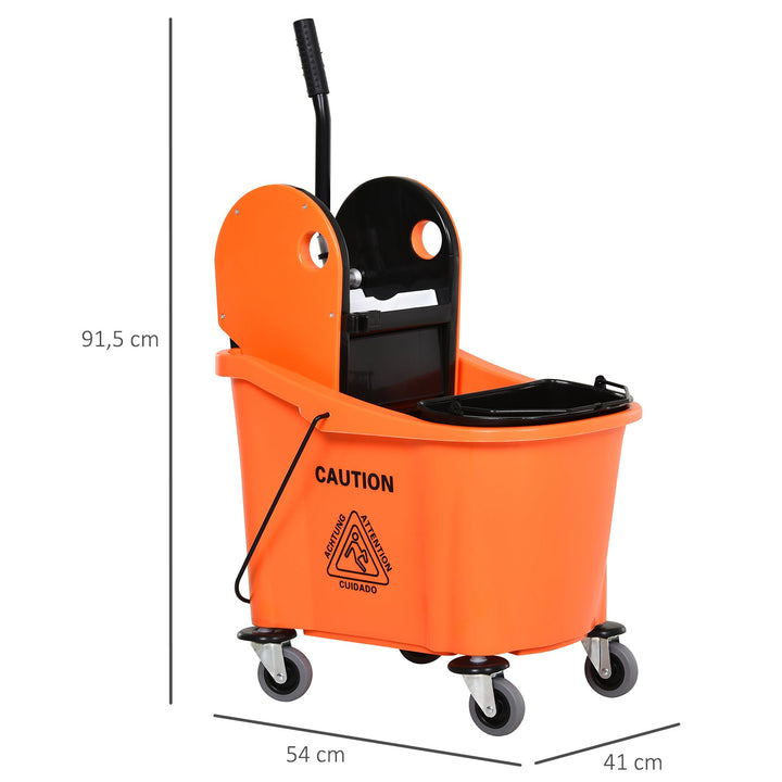 Balde para esfregona comercial com espremedor 36L Capacidade 54x41x91,5 cm Laranja