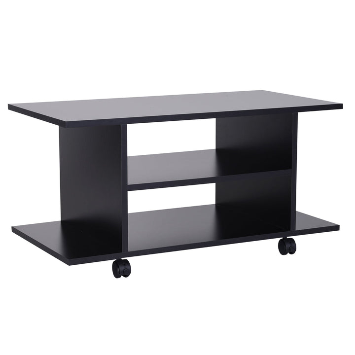 Móvel de Televisão com prateleiras e rodas para sala de estar 40x40x80 cm Preto