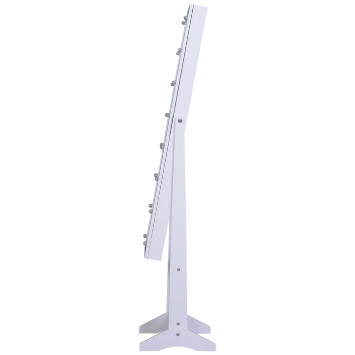 Guarda-Joias de Pé, com Espelho, Armário para Joias 16 Luzes LED Reclinável 36x30x136cm Branco