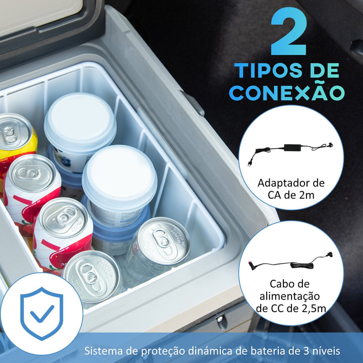 Frigorífico e Congelador de Compressor Portátil 45L Frigorífico de Carro CC 12V/24V Temperatura até -20? com Tela Tátil Alça Retrátil e Rodas 71,1x46x50,6cm Preto