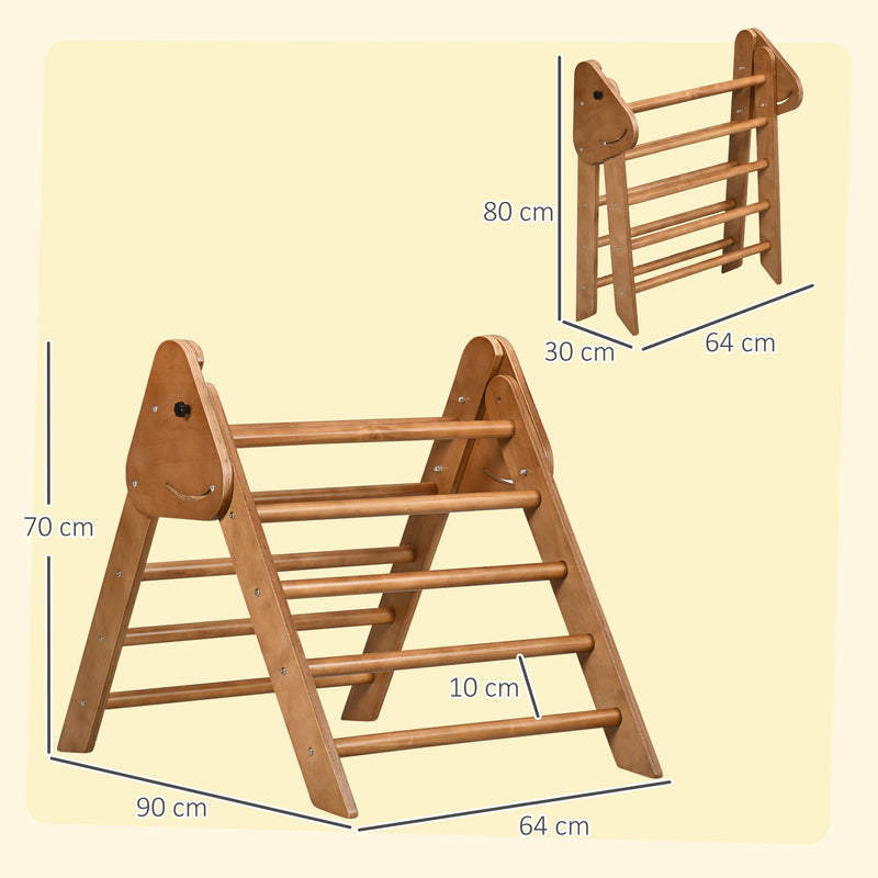 Triângulo de Aprendizagem para Crianças acima de 3 Anos Dobrável Triângulo Pikler de Madeira Ginásio de Jogos Interior Carga 50 kg 90x64x70 cm Madeira