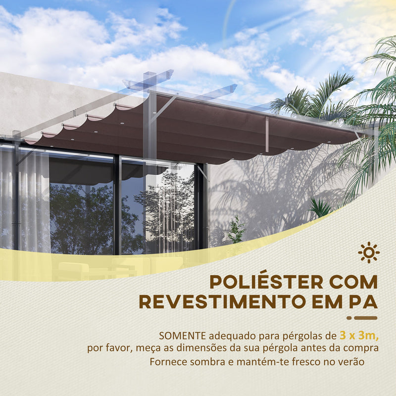 Cobertura para Pérgola 2,5x2,55cm Teto de Substituição Retrátil para Pérgola com 10 Orifícios de Drenagem Café