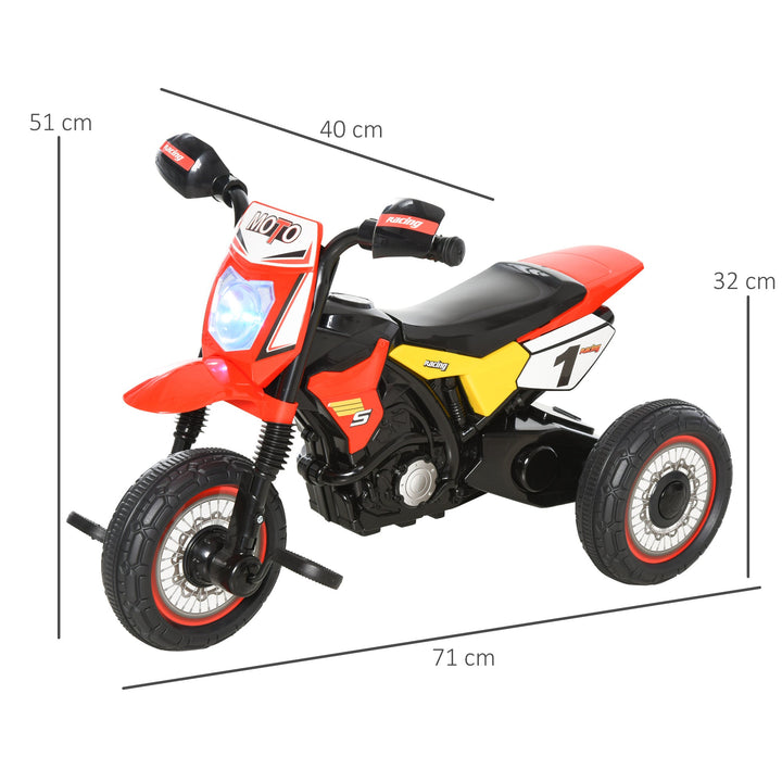 Moto infantil para crianças acima de 18 meses com 3 rodas Música e farol 71x40x51 cm Vermelho