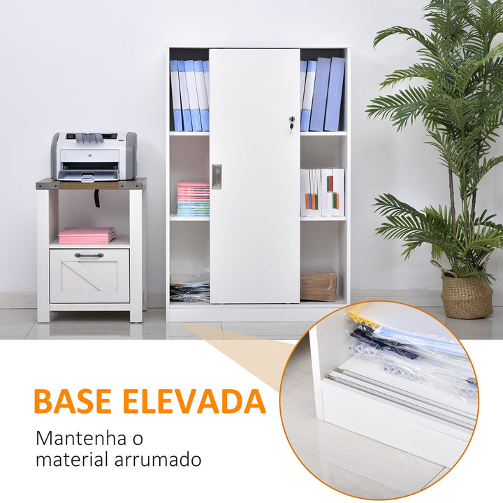 Armário de escritório com 2 portas deslizantes e 3 prateleiras 80x40x120 cm Branco