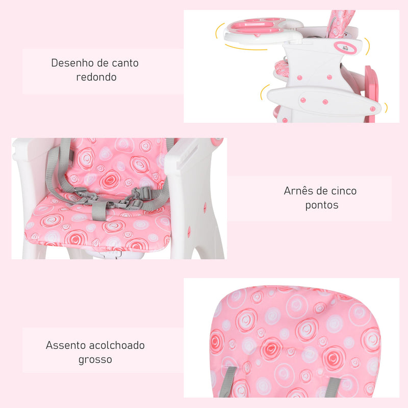 Cadeira para bebês acima de 6 meses 3 posições ajustáveis Acolchoado Rosa