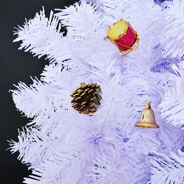 Árvore Branca de Natal F105x180cm com enfeites