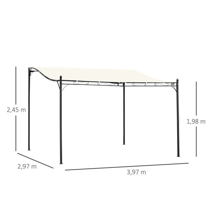 Pérgola de Jardim 4x3m Pérgola com Toldo e 4 Orifícios de Drenagem para Pátio Terraço Metal e Poliéster 180 g/m² Resistente Creme