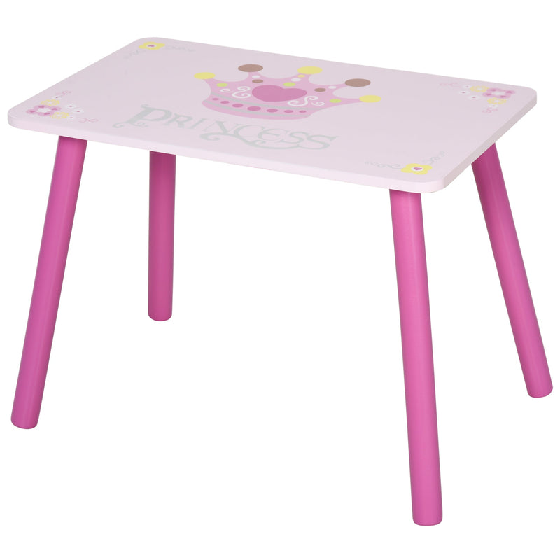 Conjunto de Mesa e 2 Cadeiras Infantis de madeira para crianças acima de 2 anos Set de Mesa 55x34x42cm e Cadeiras 28x26x50cm Rosa