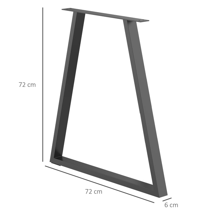 Conjunto de 2 Pés para Mesa 72x6x72cm Pés para Móveis de Aço para Suporte com Base Protetoras e Parafusos Preto