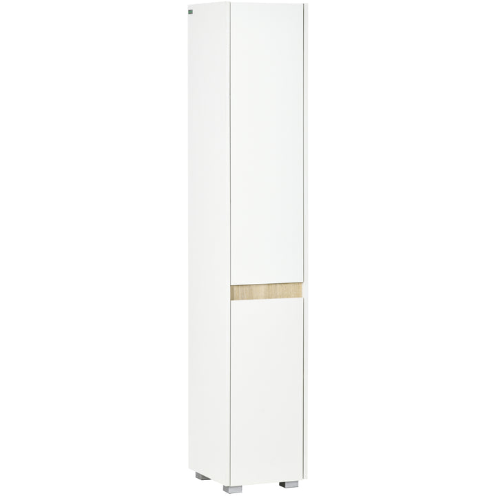 Coluna Casa de Banho Armário Auxiliar Casa de Banho de 5 Níveis com Prateleiras Ajustáveis Armário Multiusos para Duches Casa de Banho 30x33x165cm Branco