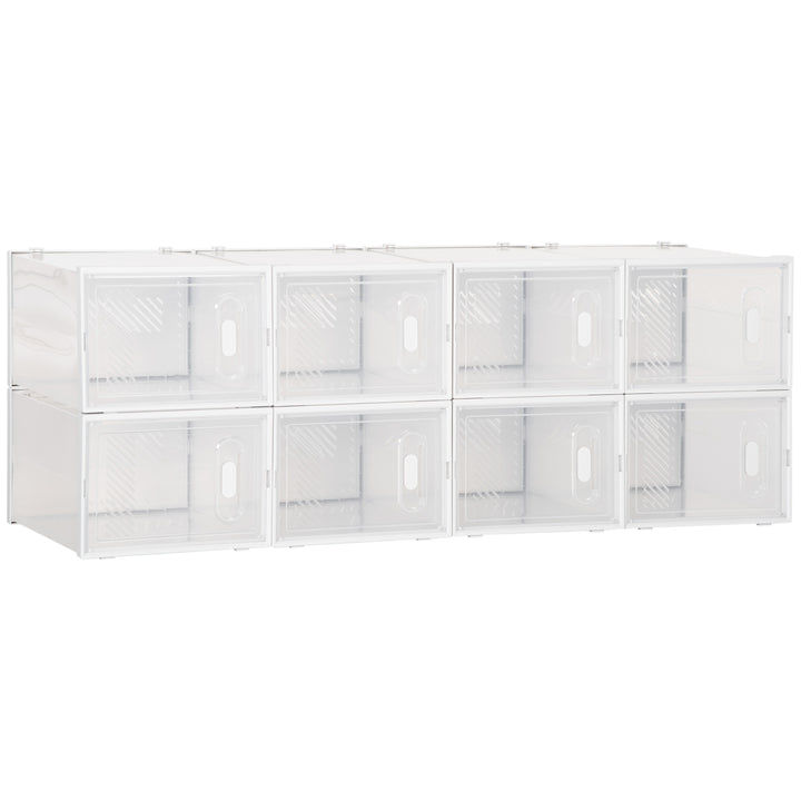 Armário Modular de Plástico Sapateira Modular com 8 Cubos Portas Magnéticas Organizador de Sapatos para Entrada Corredor Dormitório 28x36x21cm Transparente