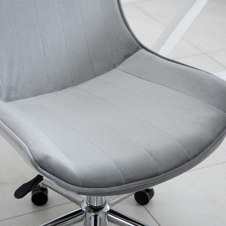 Cadeira de Escritório Giratória Cadeira de Escritório Ergonómica com Altura Ajustável Encosto Estofado em Pelúcia Suave e Rodas Carga 120kg 52,5x60x82-91cm Cinza