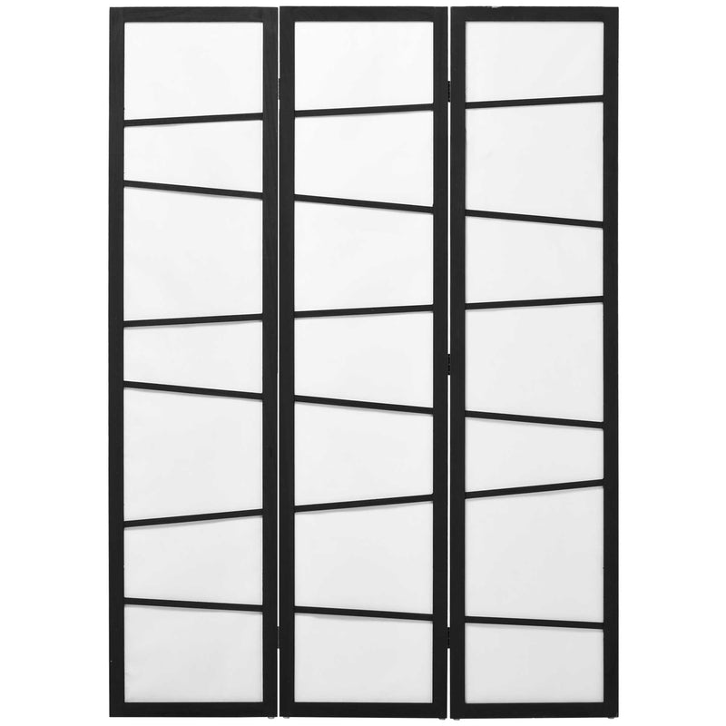 Biombo de 3 Painéis Separador de Ambientes Dobrável 120x170 cm Divisória para Espaços de Madeira Decoração para Escritório Dormitório Sala de Estar Preto e Branco