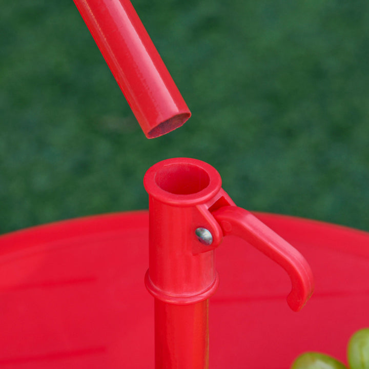 Conjunto de Mesa e Cadeira de Jardim Conjunto de Picnic Dobrável para Crianças Conjunto de Mesa com Chapéu de Sol com Altura Ajustável 100-125cm Desenho de Joaninha Vermelho