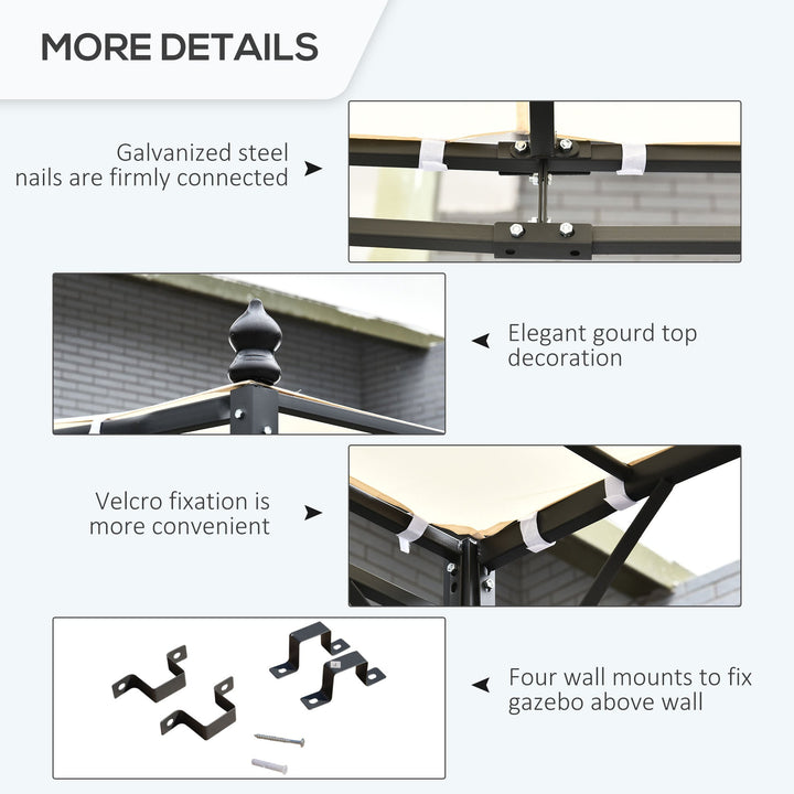 Pérgola de Jardim 4x3m Pérgola com Toldo e 4 Orifícios de Drenagem para Pátio Terraço Metal e Poliéster 180 g/m² Resistente Creme