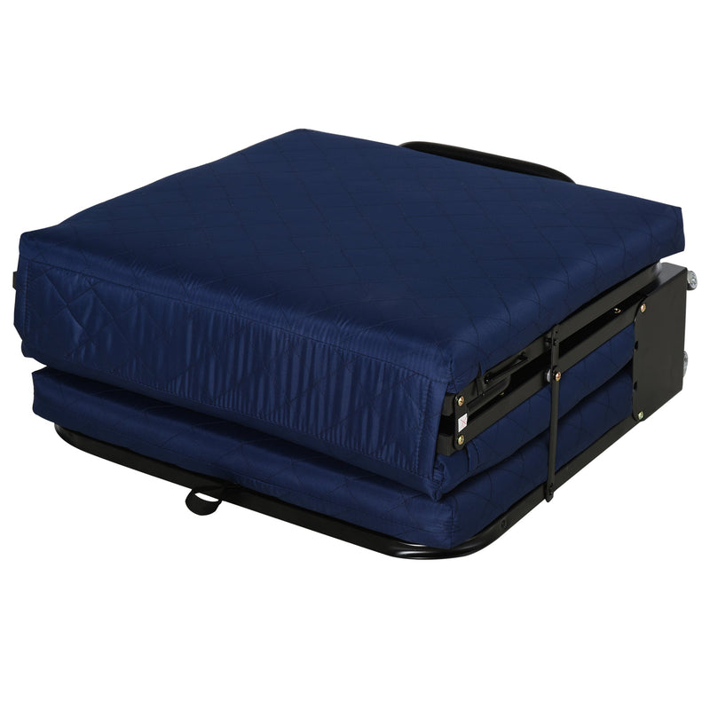 Cama dobrável portátil Cabeceira Ajustável em 5 Níveis de Ângulo Carga máxima 120 kg 184x65x26cm Azul