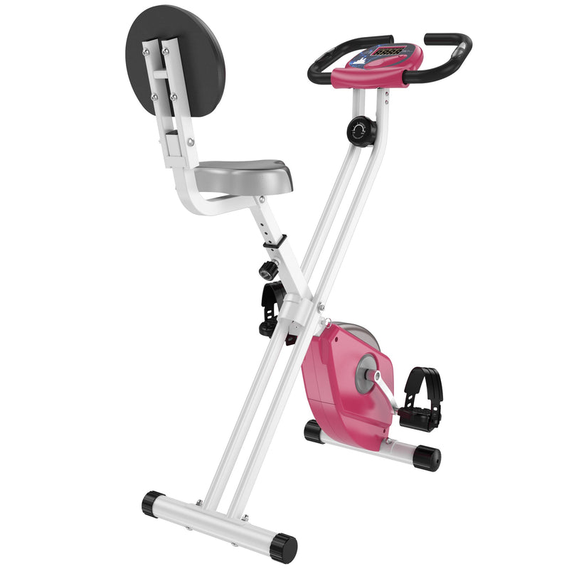 Bicicleta ergométrica profissional dobrável com 8 níveis de resistência magnética Assento com Altura Ajustável Aço 43x97x109 cm Rosa