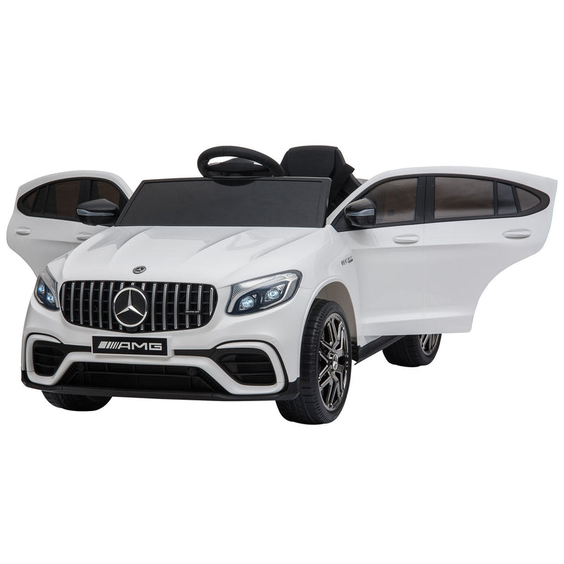 Mercedes AMG Carro elétrico para crianças de a partir de 3 anos com controle remoto com música e luzes Carga 30kg Branco 115x70x55cm