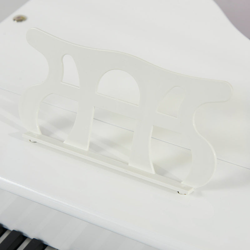 Mini piano infantil com banco 30 teclas com suporte para partitura 52x50x49 cm Branco