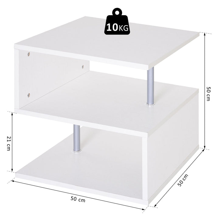 Mesa Auxiliar Madeira Branco 50 x 50 x 50 cm