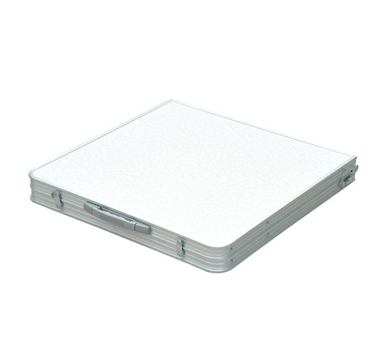Mesa de acampamento dobrável e conversível com altura ajustável - Cor: Branco - Alumínio e MDF - 120x60x54-70cm