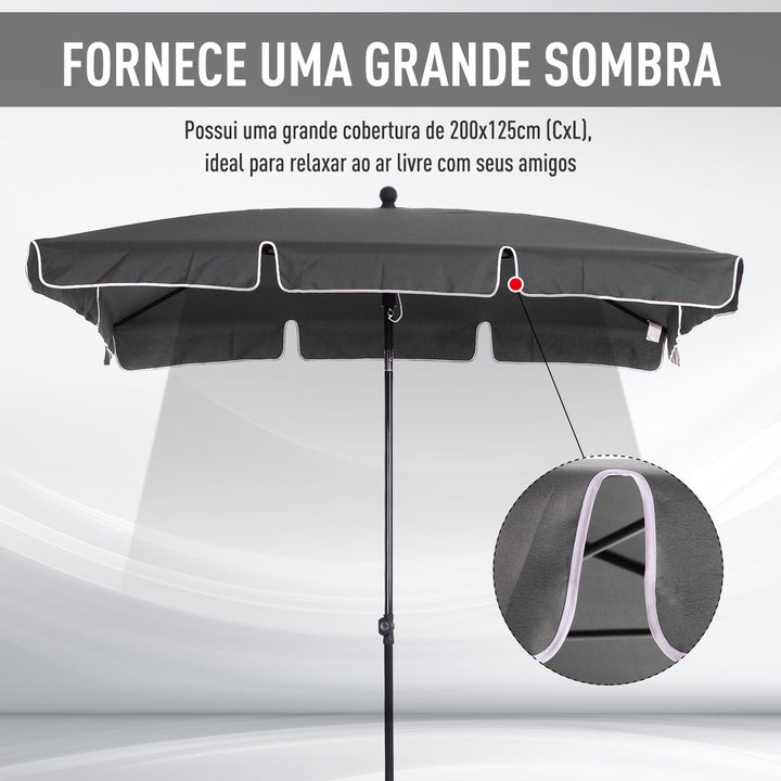 Guarda-sol Grande Reclinável Impermeável e Resistente a UV para Jardim Pátio Praia Piscina Terraço 198x130x240 cm