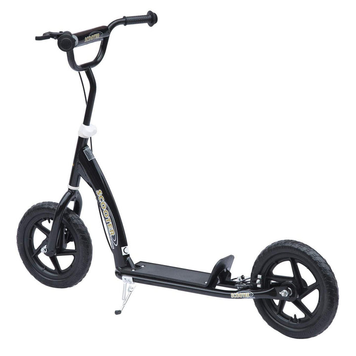 Trotinete para Crianças acima de 5 anos Scooter de 2 Rodas Grandes de 12 Polegadas com Freio e Guidão Ajustável em Altura Carga Máx. 100kg 120x52x80-88cm Preto