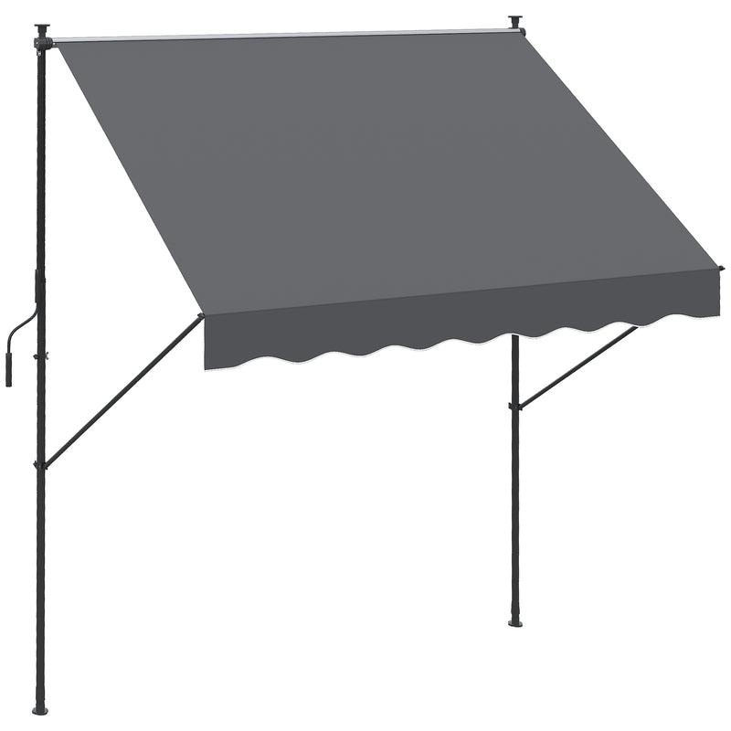 Toldo Manual Retrátil 200x170x200-290cm Toldo Ajustável com Manivela Proteção Solar UV40+ para Varanda Jardim Cinza