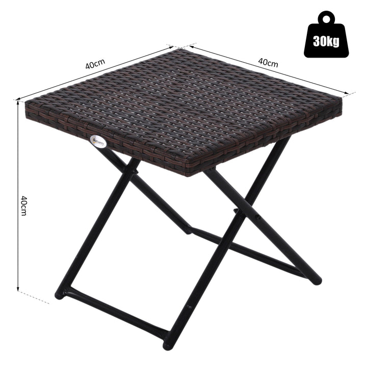 Mesa dobrável para jardim em vime e aço inoxidável com pernas cruzadas 40x40x40 cm marrom
