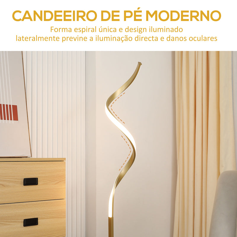 Candeeiro de Pé de Metal Candeeiro de Pé Moderno com Luzes LED Máx. 10W IP20 Interruptor de Pé para Sala de Estar Dormitório Escritório 20,5x20,5x147cm Dourado