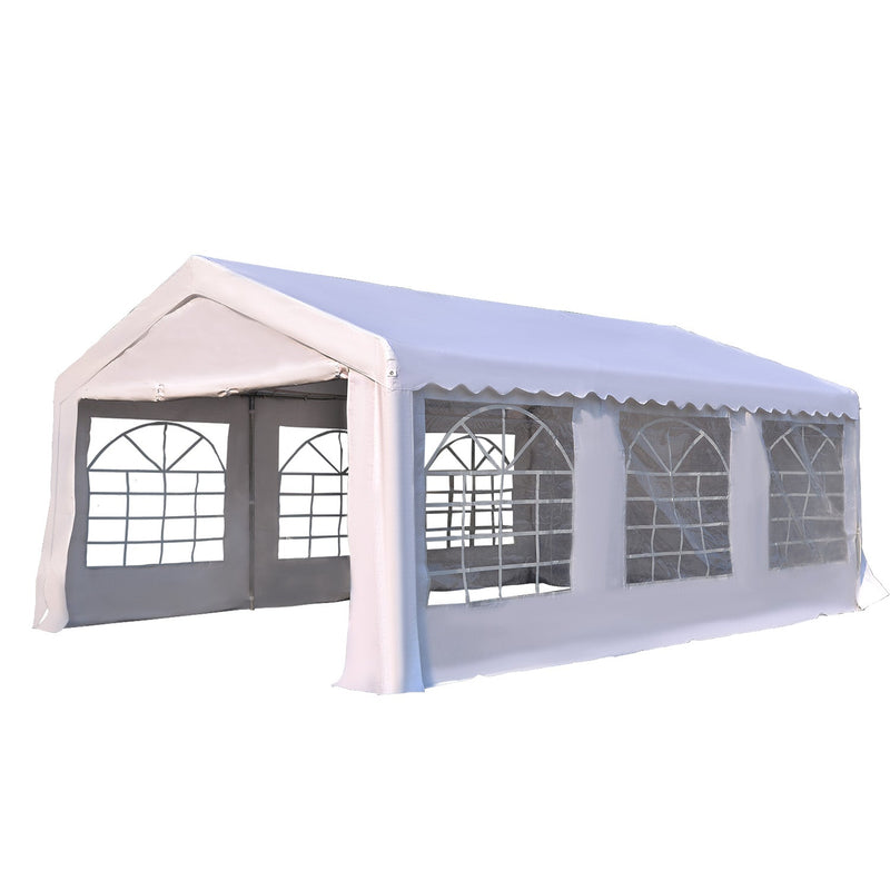 Pérgola para Jardim 6x4x2,8m de Tela de PE Aço Branco