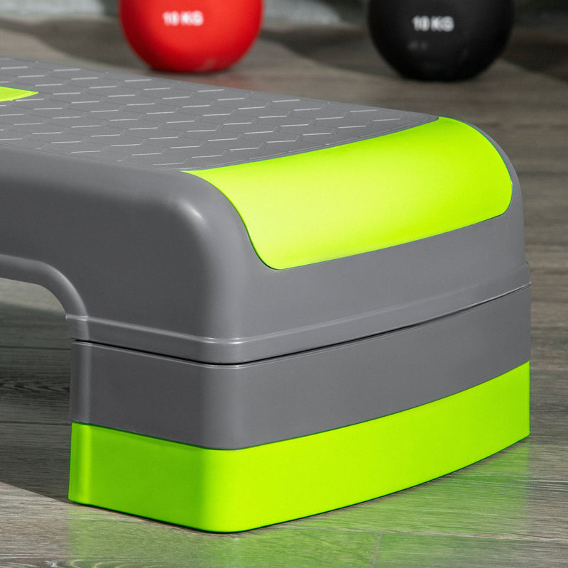 Plataforma Step Fitness Step de Aeróbico com Altura Ajustável de 10/15/20cm Plataforma de Exercício em Casa Ginásio Oficina Carga 150kg 78x28x20cm Verde e Cinza