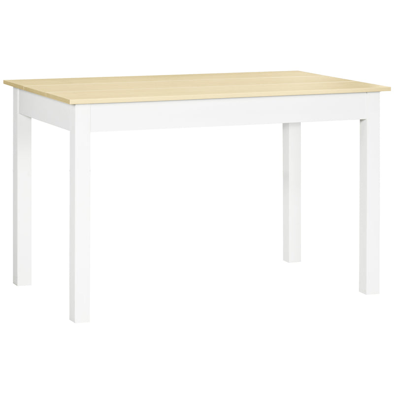 Mesa de Sala de Jantar de Madeira Mesa de Cozinha Retangular para 4-6 Pessoas Estilo Moderno para Sala de Estar Carga 50 kg 119x70x76 cm Carvalho e Branco