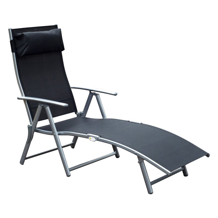 Espreguiçadeira Dobrável Encosto Ajustável para 7 Níveis com Travesseiro Resistente ao Textilene 137x63,5x100,5 cm Aço