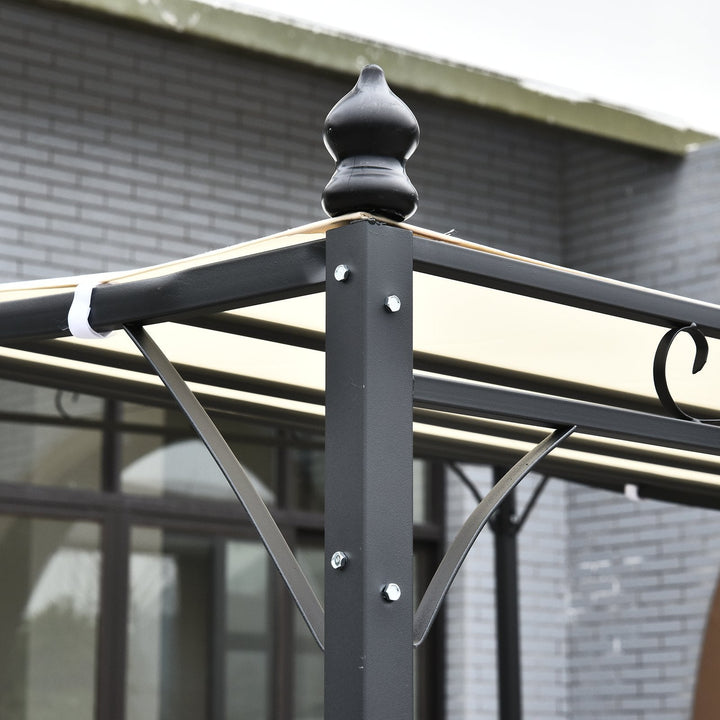 Pérgola para Jardim 297x297x250cm de Parede Curva Aço e Poliéster Creme