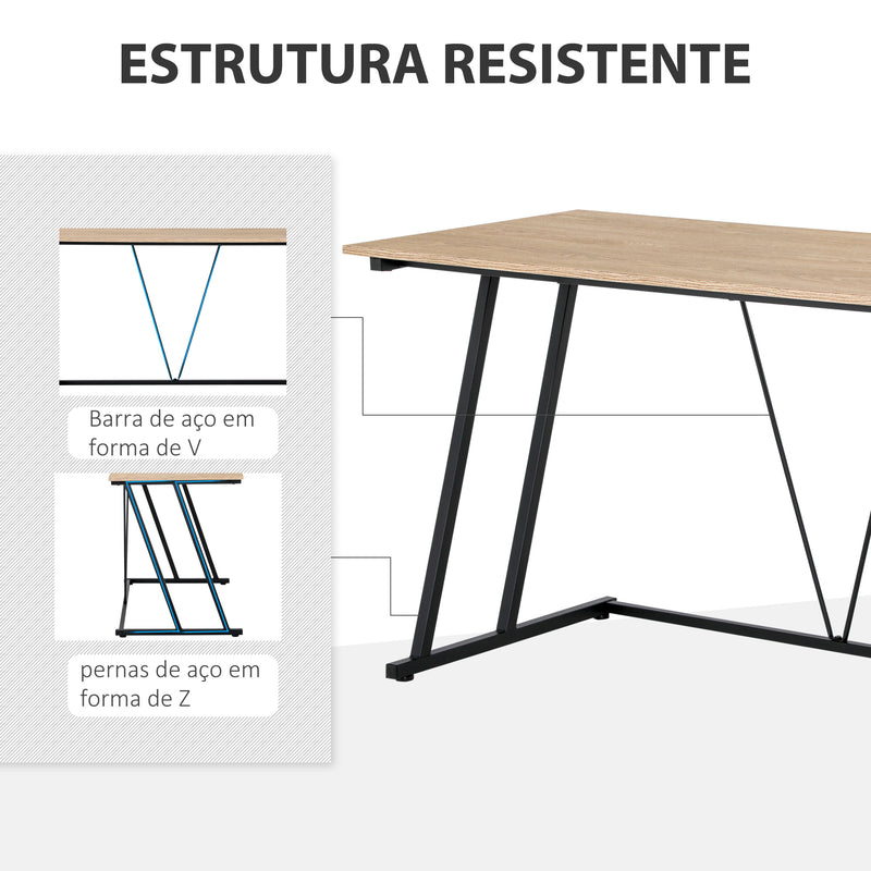 Secretária Mesa de Computador 120x60x85cm com Bancada de Madeira e Pés de Metal Carga Máxima 30kg Estilo Moderno para Escritório Estúdio Dormitório Madeira e Preto