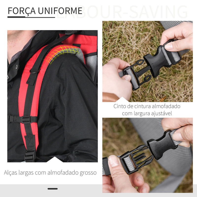 Mochila Porta Bebés Dobrável Mochila Porta Bebés Ergonómica com Capa Impermeável Base de Suporte e Múltiplos Bolsos para 6-36 Meses Carga Máxima 15kg 38x77x87,5cm Vermelho