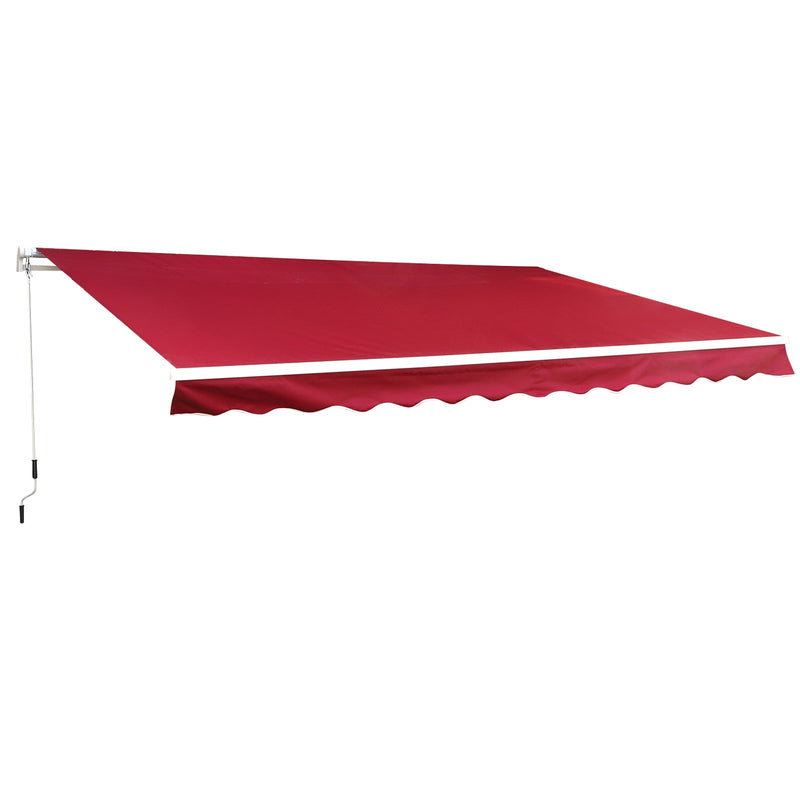 Toldo de Alumínio Manual Dobrável 395x245cm com Manivela para pátio Varanda Jardim e Terraço Tecido de poliéster 280g m² - Vermelho